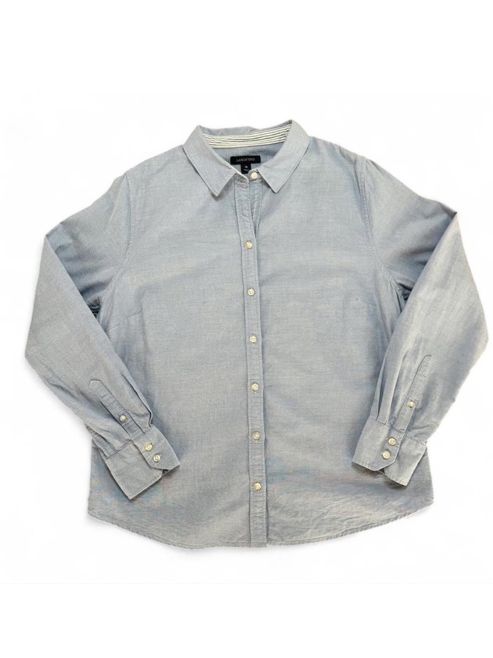 Lands’ End Women’s Size 14 Light Blue Button Down Shirt Classic